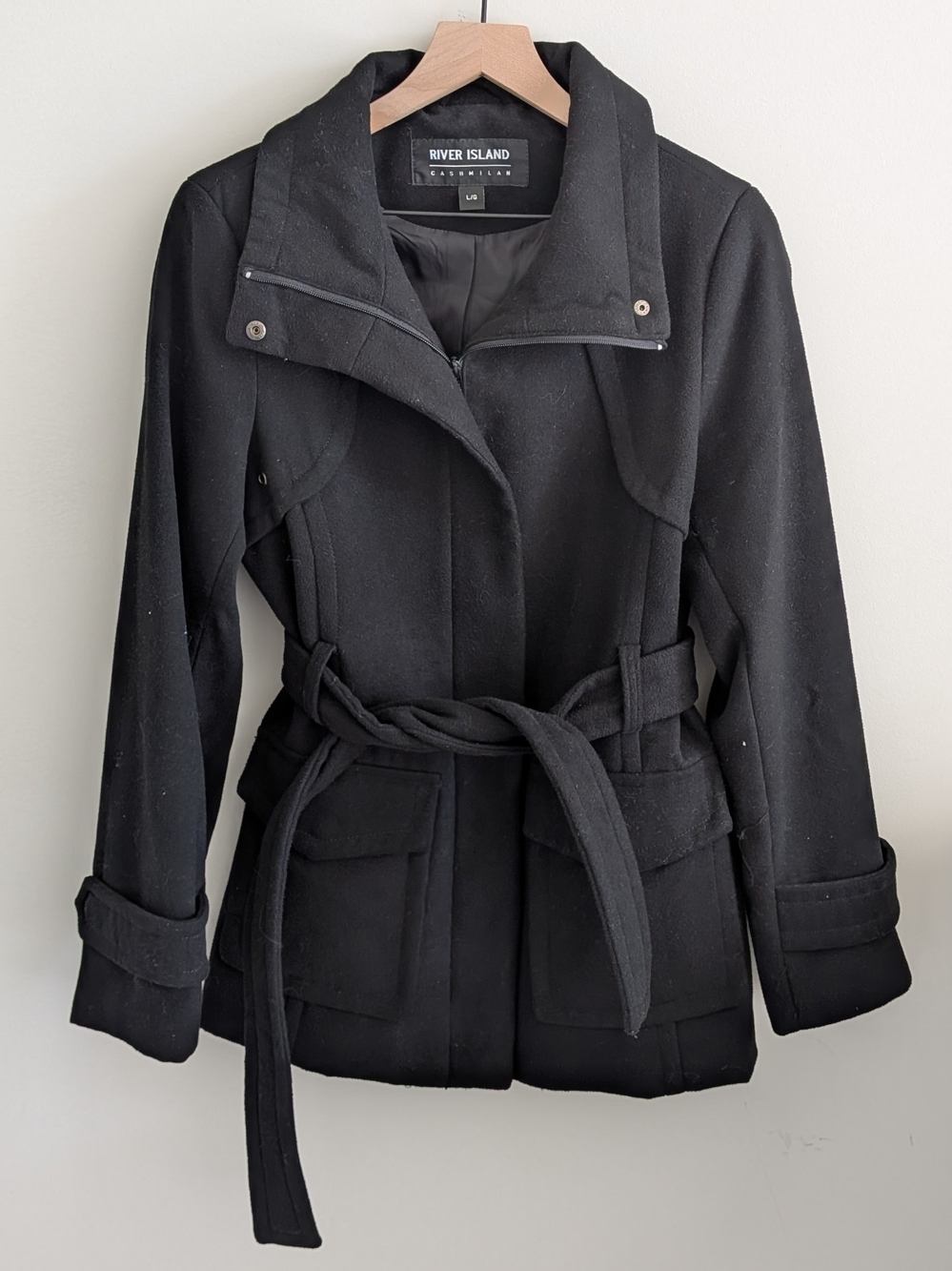River Island Black Belted Coat